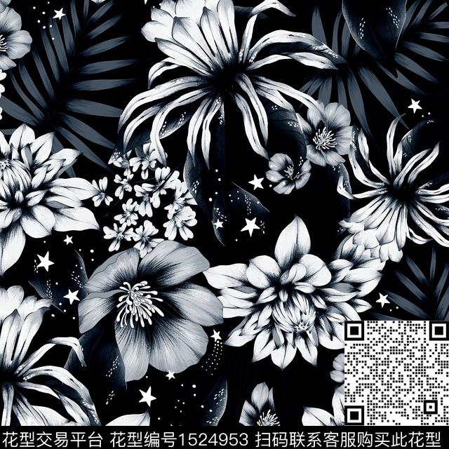 抽象花卉花卉热带华亿平台数码印花华亿平台下载（图片编号: 1524953） - 瓦栏（Walan）