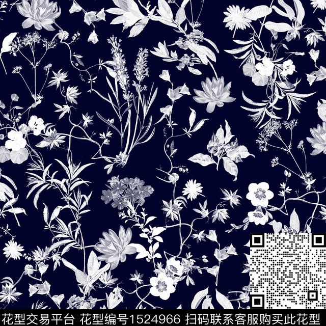 抽象花卉花卉小碎花数码印花华亿平台下载（图片编号: 1524966） - 瓦栏（Walan）