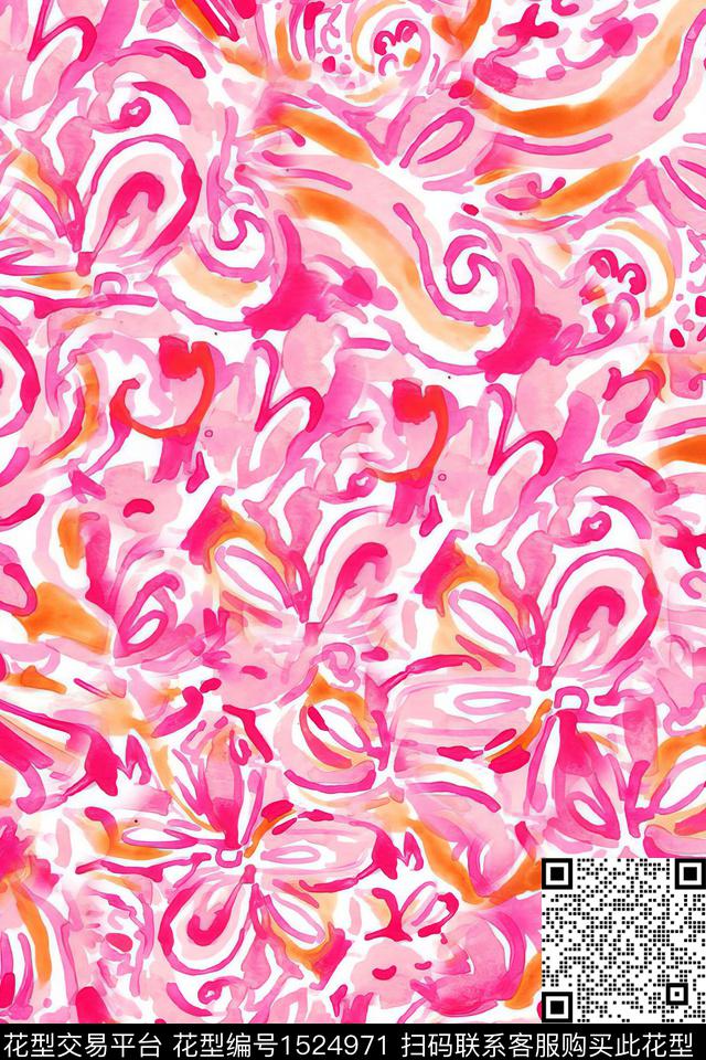 抽象肌理水彩数码印花华亿平台下载（图片编号: 1524971） - 瓦栏（Walan）