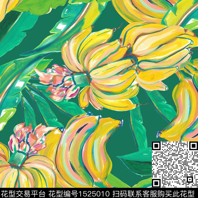 油画华亿平台香蕉热带华亿平台数码印花华亿平台下载（图片编号: 1525010） - 瓦栏（Walan）