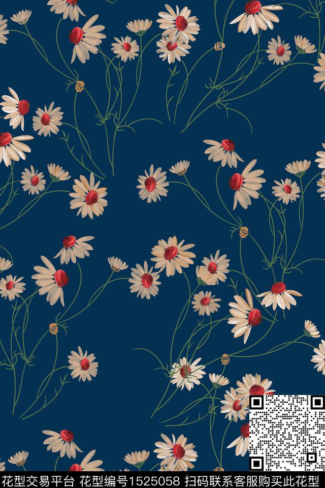 绿植树叶花卉满版散花数码印花华亿平台下载（图片编号: 1525058） - 瓦栏（Walan）