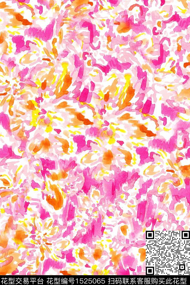 抽象肌理水彩数码印花华亿平台下载（图片编号: 1525065） - 瓦栏（Walan）