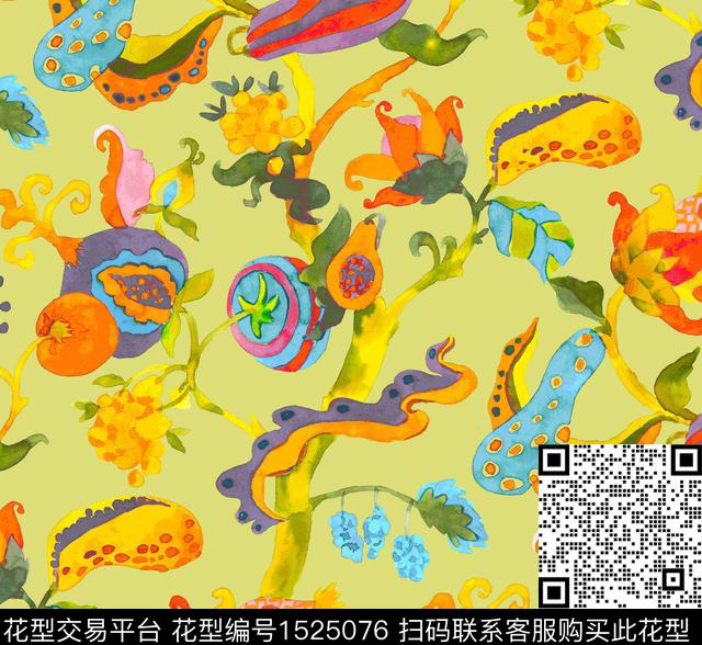 水果蔬菜热带华亿平台传统印花华亿平台下载（图片编号: 1525076） - 瓦栏（Walan）