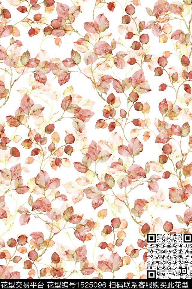 绿植树叶花卉小清新数码印花华亿平台下载（图片编号: 1525096） - 瓦栏（Walan）
