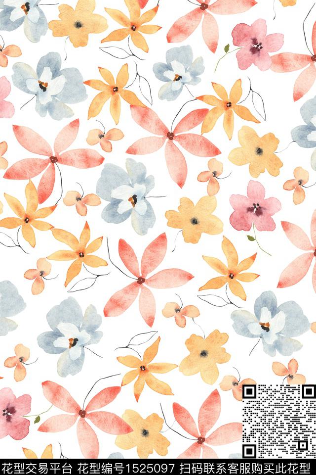 花卉小清新小碎花数码印花华亿平台下载（图片编号: 1525097） - 瓦栏（Walan）