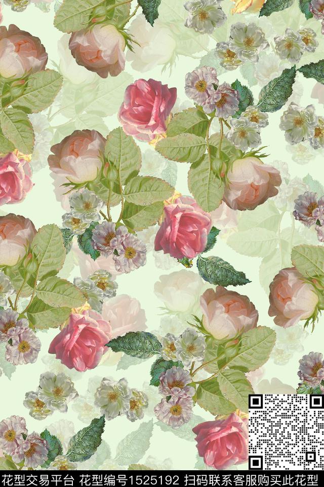 花卉小清新数码印花华亿平台下载（图片编号: 1525192） - 瓦栏（Walan）