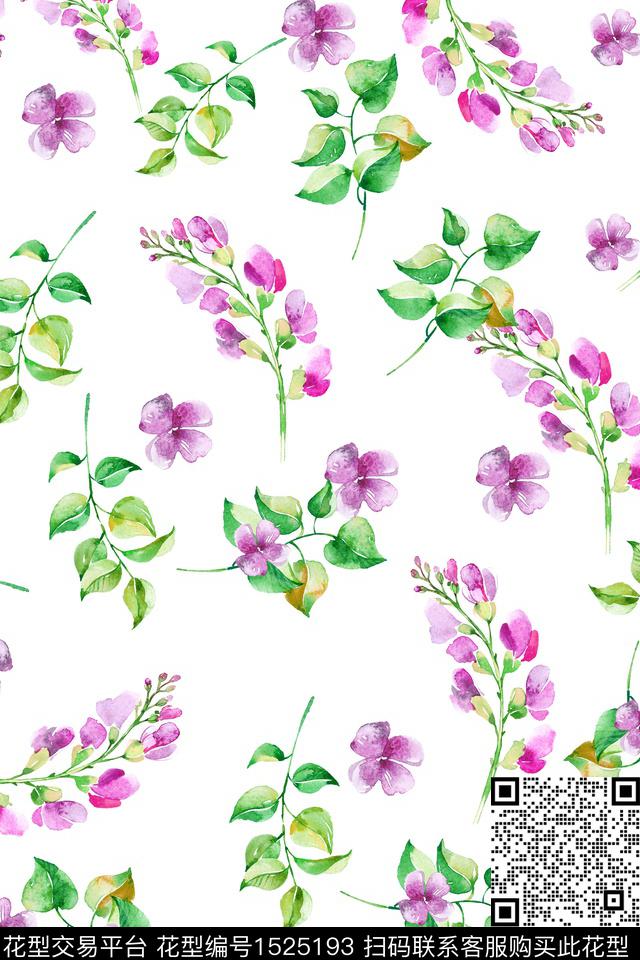 花卉小清新清爽底花卉数码印花华亿平台下载（图片编号: 1525193） - 瓦栏（Walan）