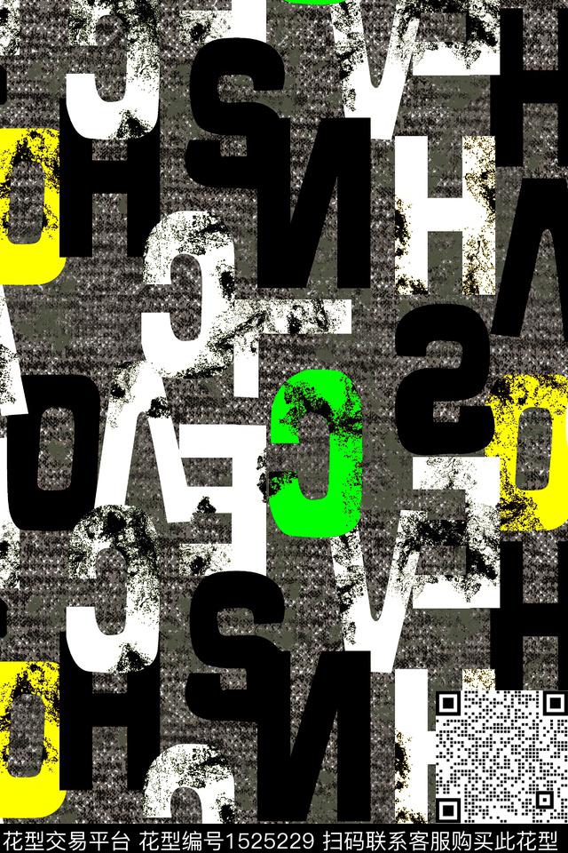 字母趣味抽象数码印花华亿平台下载（图片编号: 1525229） - 瓦栏（Walan）