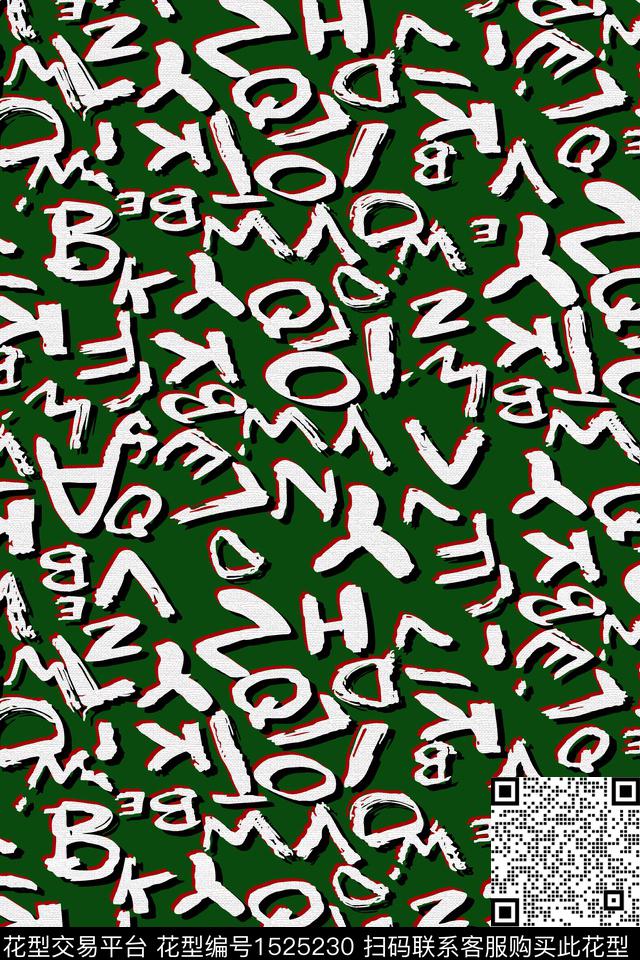 字母趣味数码印花华亿平台下载（图片编号: 1525230） - 瓦栏（Walan）