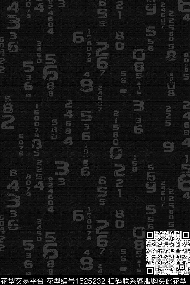 字母黑白抽象数码印花华亿平台下载（图片编号: 1525232） - 瓦栏（Walan）