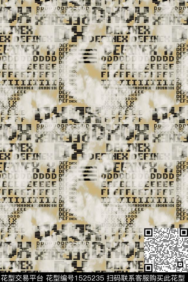 字母休闲抽象数码印花华亿平台下载（图片编号: 1525235） - 瓦栏（Walan）