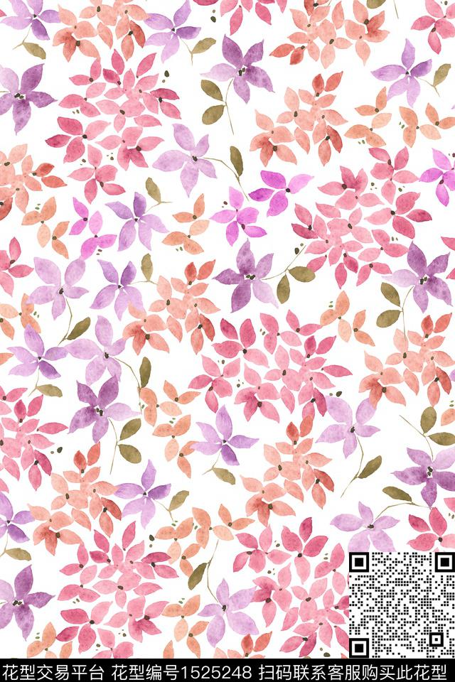 花卉小清新小碎花数码印花华亿平台下载（图片编号: 1525248） - 瓦栏（Walan）