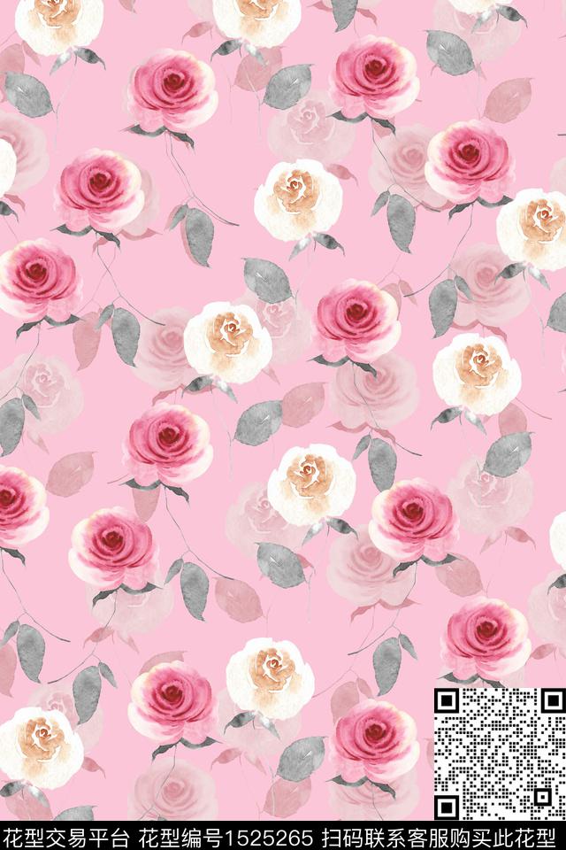 绿植树叶花卉小清新数码印花华亿平台下载（图片编号: 1525265） - 瓦栏（Walan）