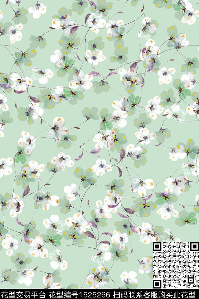 绿植树叶花卉小清新数码印花华亿平台下载（图片编号: 1525266） - 瓦栏（Walan）