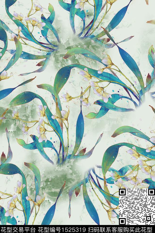 时尚花卉小清新数码印花华亿平台下载（图片编号: 1525319） - 瓦栏（Walan）