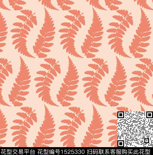 绿植树叶蕨类植物数码印花华亿平台下载（图片编号: 1525330） - 瓦栏（Walan）