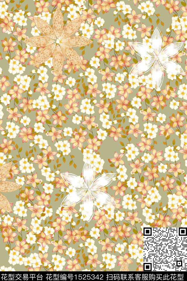花卉小清新小碎花数码印花华亿平台下载（图片编号: 1525342） - 瓦栏（Walan）