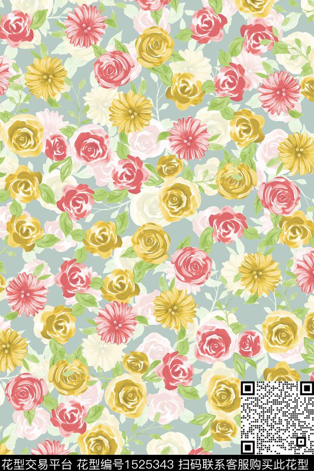 花卉小清新小碎花数码印花华亿平台下载（图片编号: 1525343） - 瓦栏（Walan）
