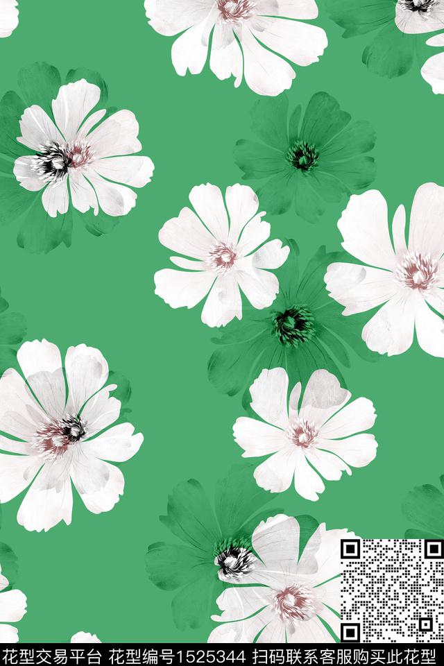 花卉小清新女装数码印花华亿平台下载（图片编号: 1525344） - 瓦栏（Walan）