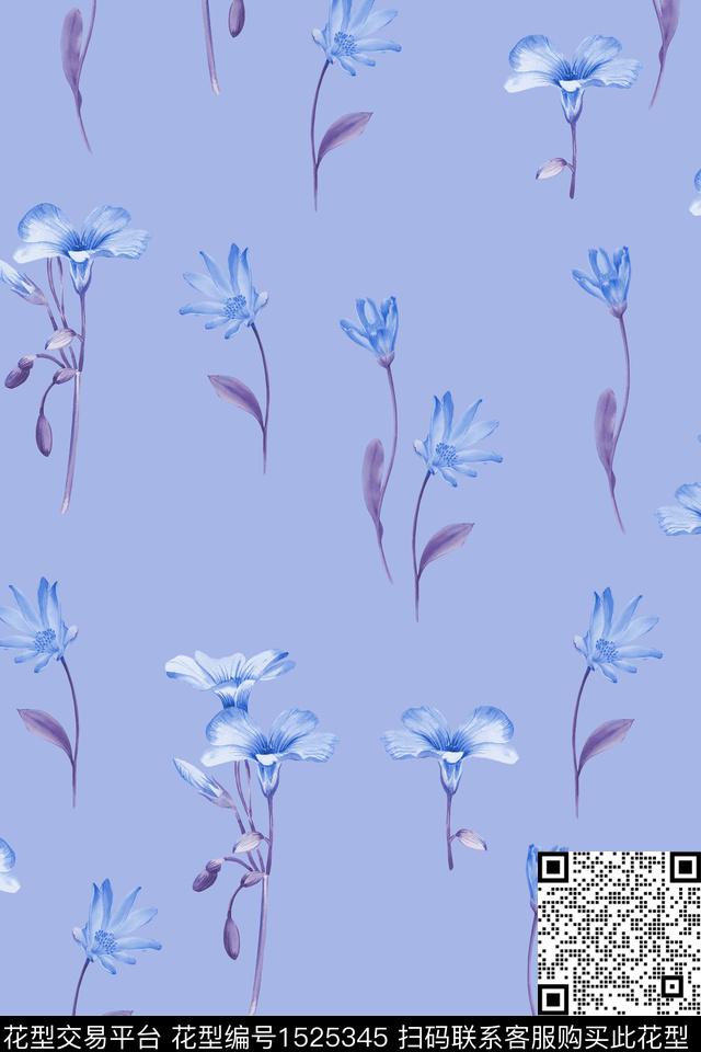 花卉小清新清爽底花卉数码印花华亿平台下载（图片编号: 1525345） - 瓦栏（Walan）