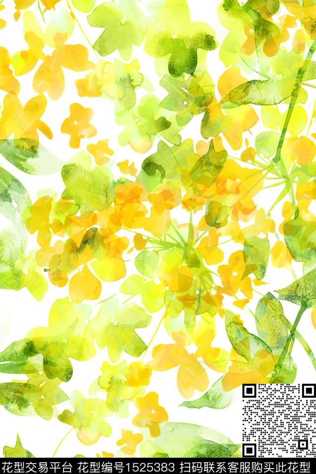 绿植树叶花卉小清新数码印花华亿平台下载（图片编号: 1525383） - 瓦栏（Walan）