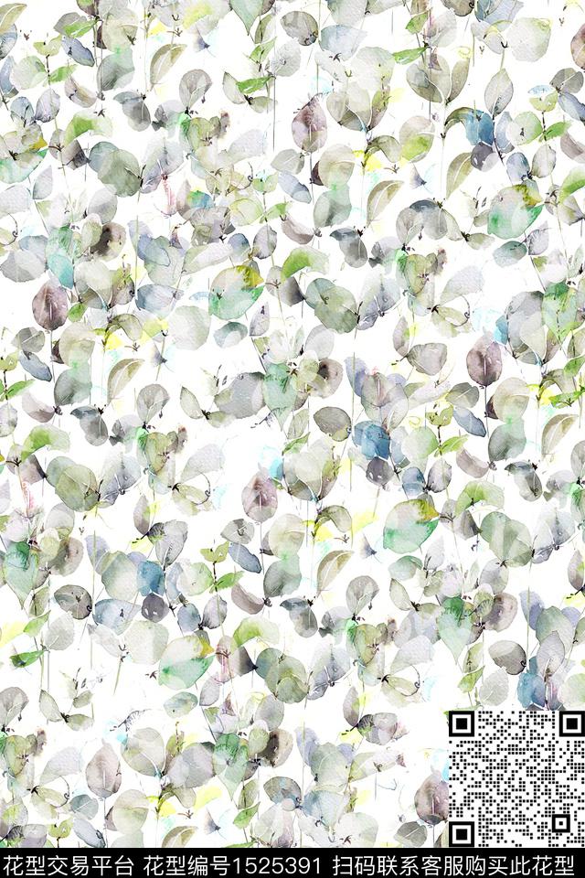 叶子小清新小碎花数码印花华亿平台下载（图片编号: 1525391） - 瓦栏（Walan）