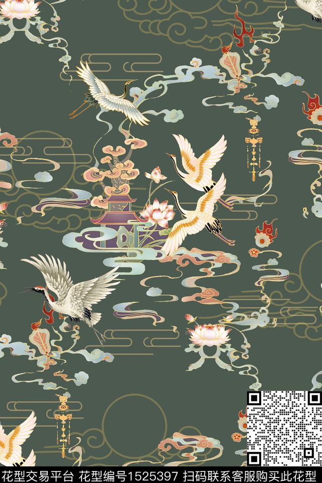 香云纱中国风中老年数码印花华亿平台下载（图片编号: 1525397） - 瓦栏（Walan）