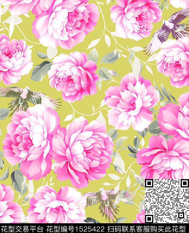 植物女装热带花鸟印花数码印花华亿平台下载（图片编号: 1525422） - 瓦栏（Walan）