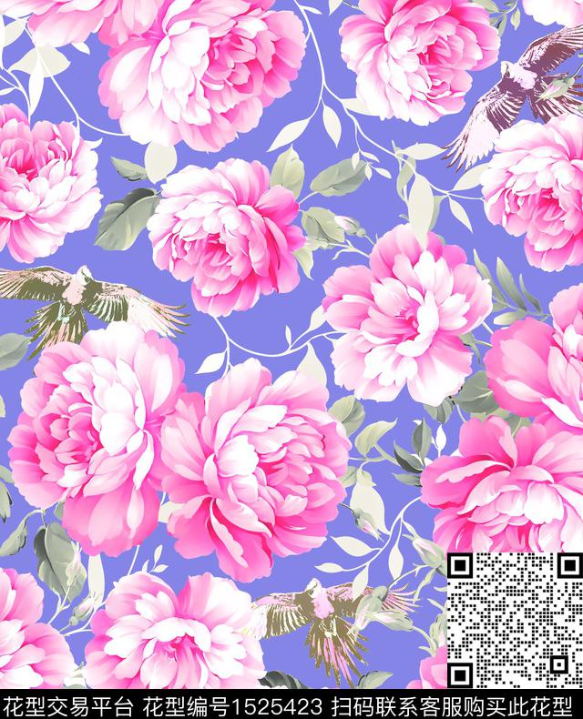 植物女装热带花鸟印花数码印花华亿平台下载（图片编号: 1525423） - 瓦栏（Walan）