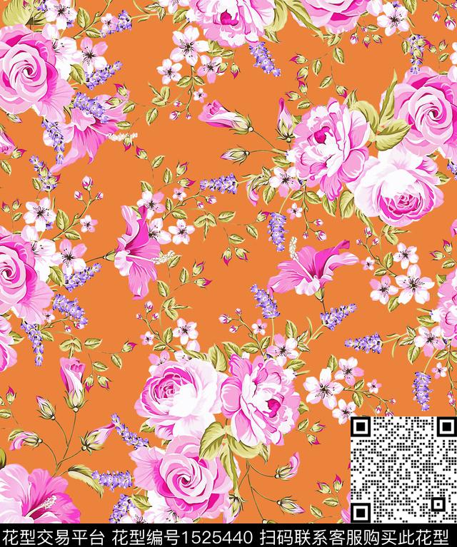 女装花卉大牌风数码印花华亿平台下载（图片编号: 1525440） - 瓦栏（Walan）