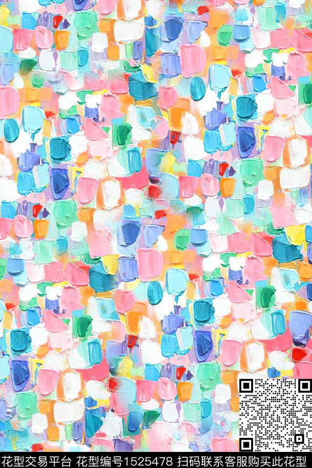 油画抽象笔触数码印花华亿平台下载（图片编号: 1525478） - 瓦栏（Walan）