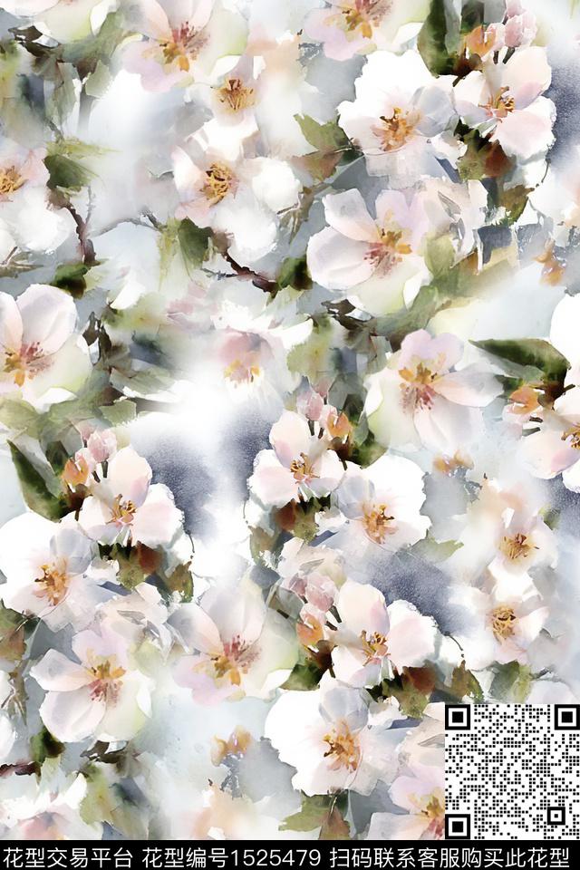 时尚花卉小清新数码印花华亿平台下载（图片编号: 1525479） - 瓦栏（Walan）