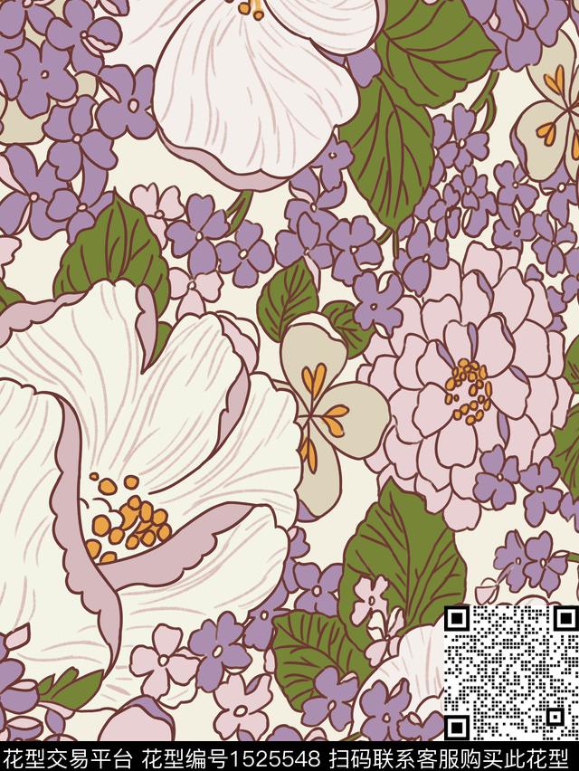 花卉春夏华亿平台植物数码印花华亿平台下载（图片编号: 1525548） - 瓦栏（Walan）
