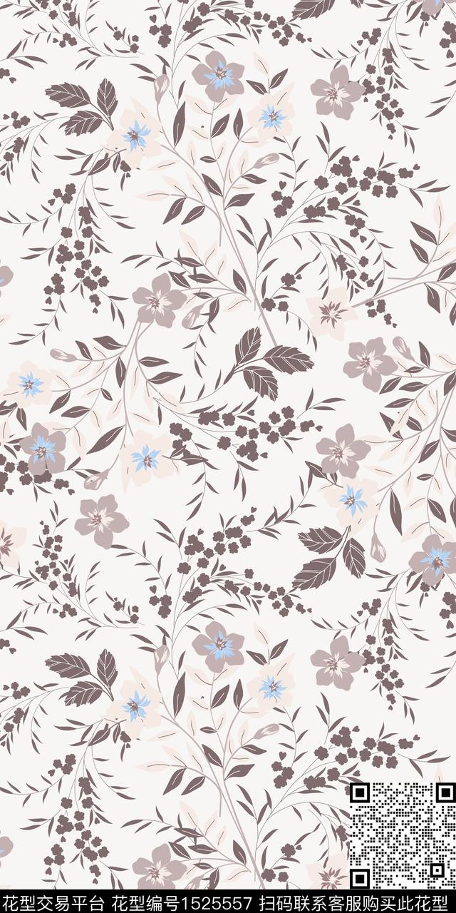 绿植树叶花卉小碎花数码印花华亿平台下载（图片编号: 1525557） - 瓦栏（Walan）