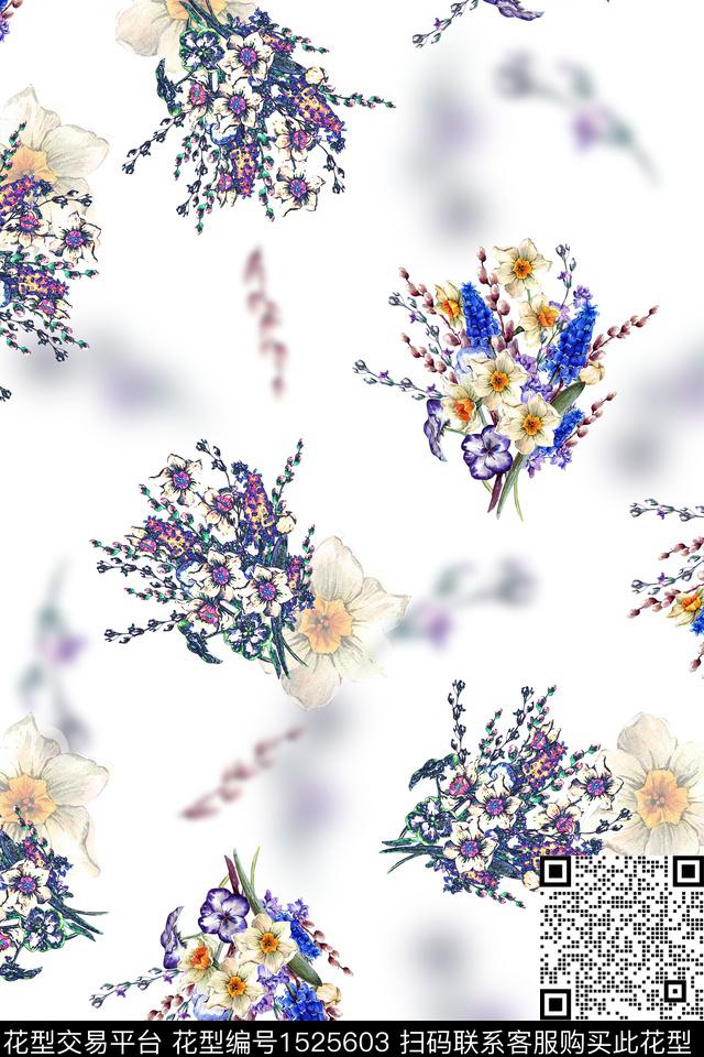 数码华亿平台朦胧花卉数码印花华亿平台下载（图片编号: 1525603） - 瓦栏（Walan）