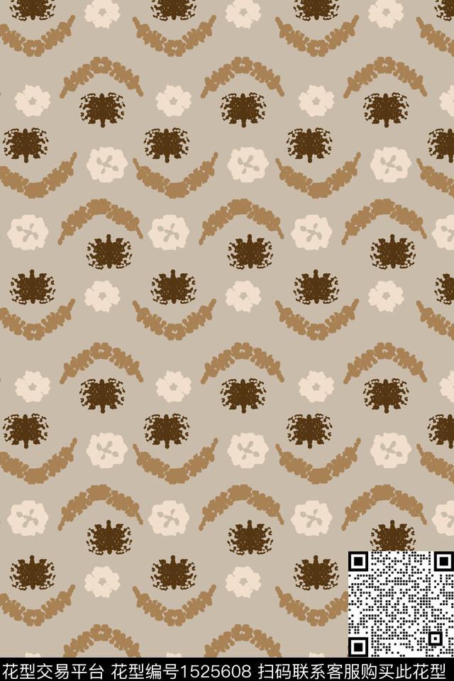 人字纹抽象抽象花卉数码印花华亿平台下载（图片编号: 1525608） - 瓦栏（Walan）
