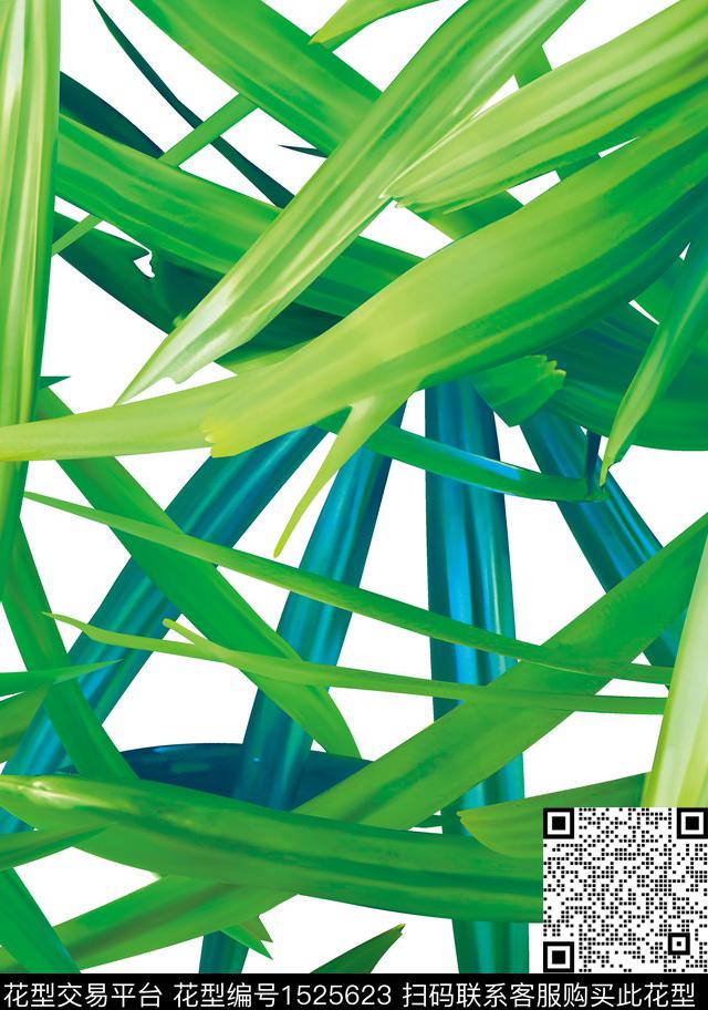 绿植树叶手绘数码印花华亿平台下载（图片编号: 1525623） - 瓦栏（Walan）