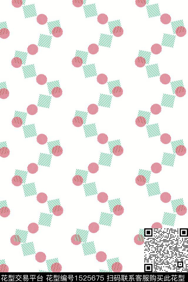 童装几何线条数码印花华亿平台下载（图片编号: 1525675） - 瓦栏（Walan）