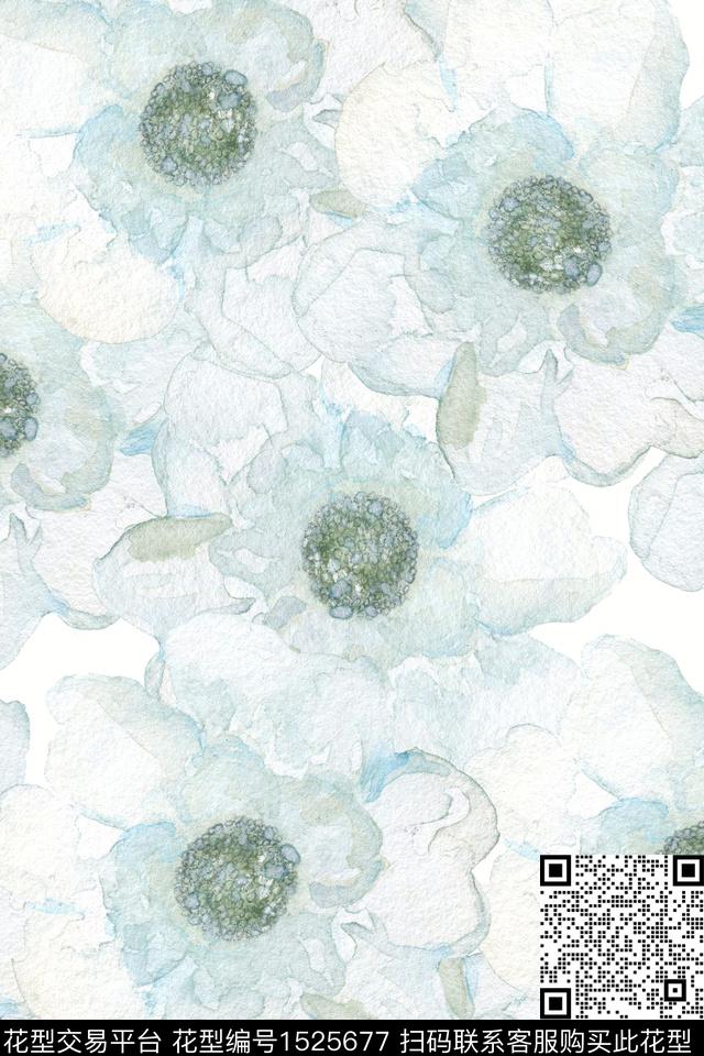 水彩花卉水彩童装数码印花华亿平台下载（图片编号: 1525677） - 瓦栏（Walan）