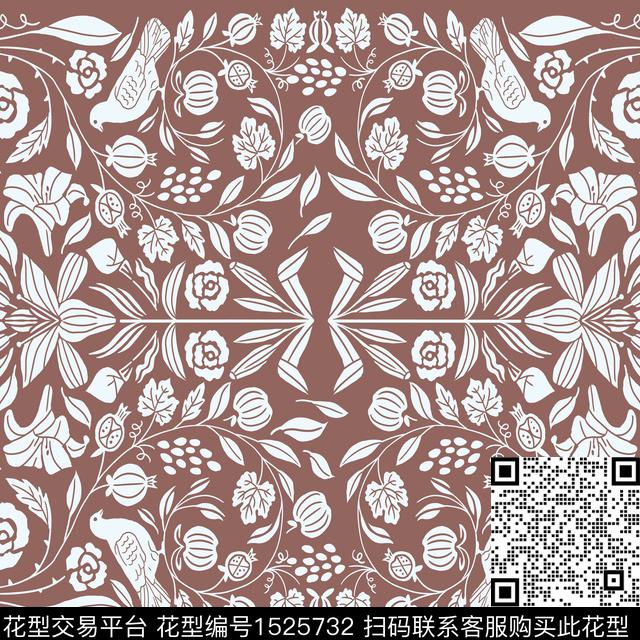 花卉民族风秋冬华亿平台数码印花华亿平台下载（图片编号: 1525732） - 瓦栏（Walan）