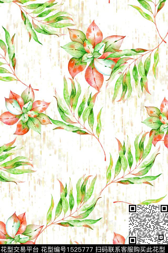 水彩春夏华亿平台床品数码印花华亿平台下载（图片编号: 1525777） - 瓦栏（Walan）