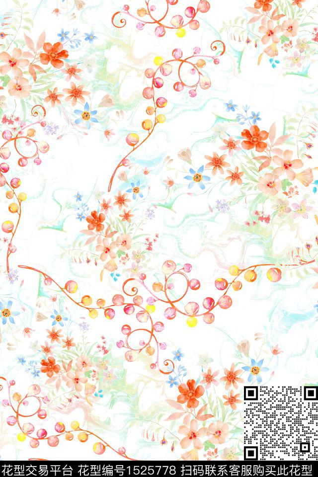 水彩春夏华亿平台床品数码印花华亿平台下载（图片编号: 1525778） - 瓦栏（Walan）