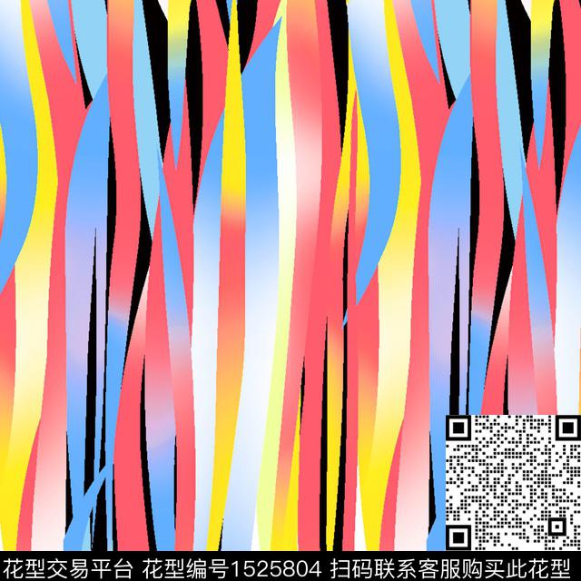 渐变条纹手绘数码印花华亿平台下载（图片编号: 1525804） - 瓦栏（Walan）