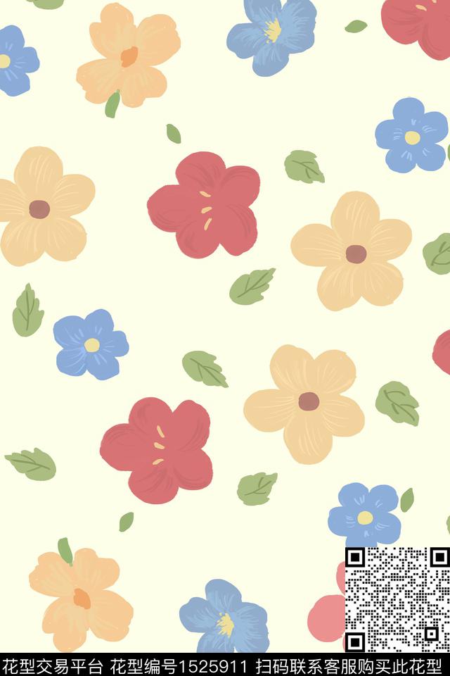 花卉春夏华亿平台植物数码印花华亿平台下载（图片编号: 1525911） - 瓦栏（Walan）