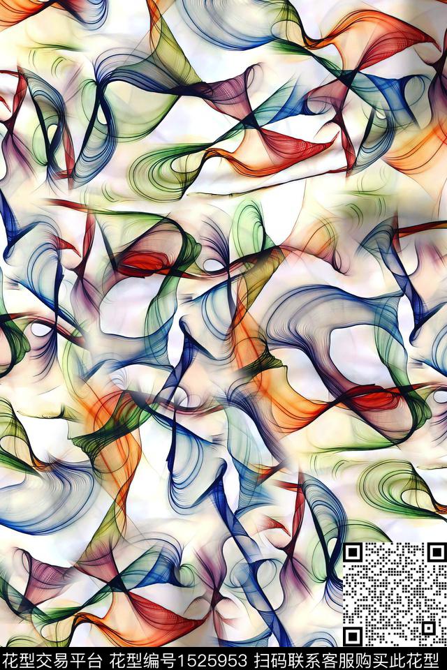 抽象肌理水彩数码印花华亿平台下载（图片编号: 1525953） - 瓦栏（Walan）