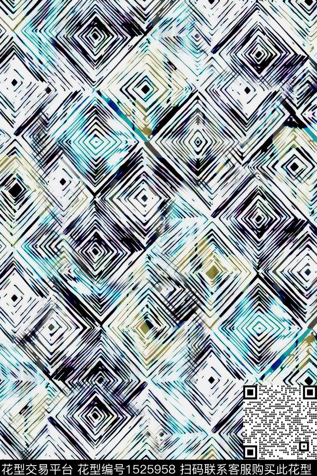 抽象几何肌理数码印花华亿平台下载（图片编号: 1525958） - 瓦栏（Walan）