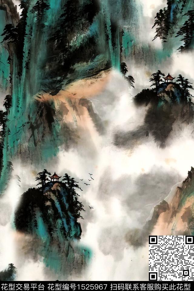 国画中国风旗袍香云纱数码印花华亿平台下载（图片编号: 1525967） - 瓦栏（Walan）