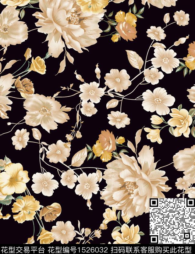 绿植树叶手绘手绘花卉数码印花华亿平台下载（图片编号: 1526032） - 瓦栏（Walan）