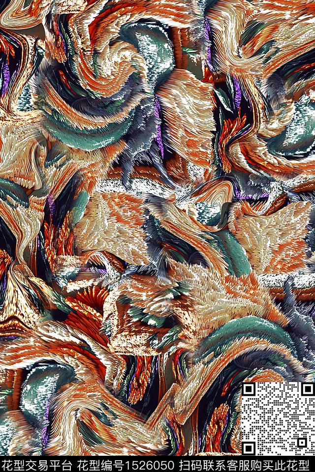 抽象肌理水彩数码印花华亿平台下载（图片编号: 1526050） - 瓦栏（Walan）