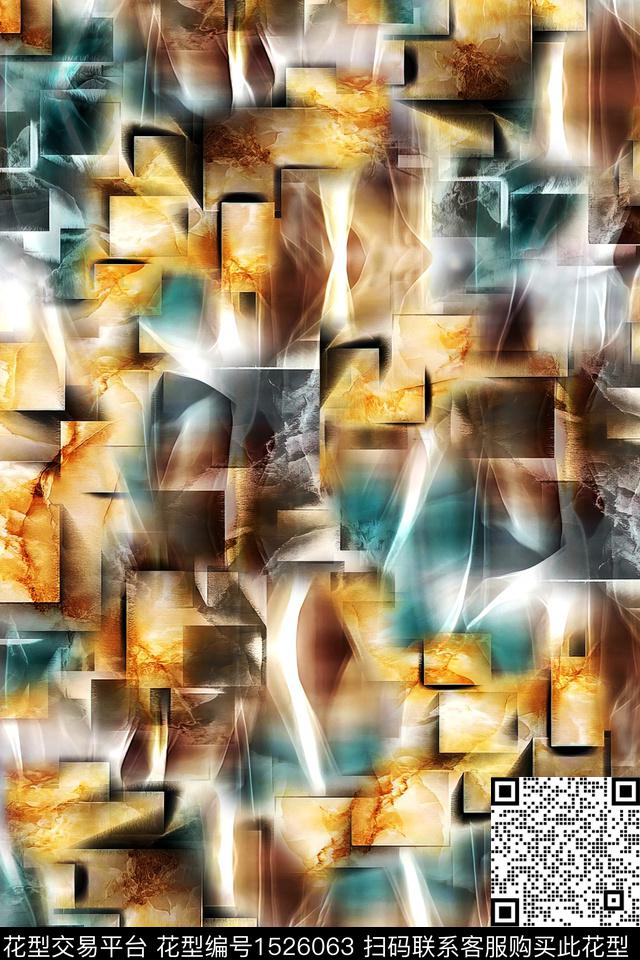 抽象几何肌理数码印花华亿平台下载（图片编号: 1526063） - 瓦栏（Walan）